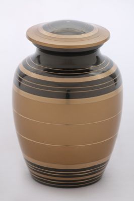 PET URN
ITEM NO. 7215
MATERIAL:- BRASS CLASSIC URN.
SIZE:-  14 CMS.
CAPACITY:- 1.50 ML
FINISH:- GOLDEN BLACK DESIGN.
PACKING :- SINGLE BOX UNDER 12 PCS MASTER CARTON
Keywords: ASHES FOR POT